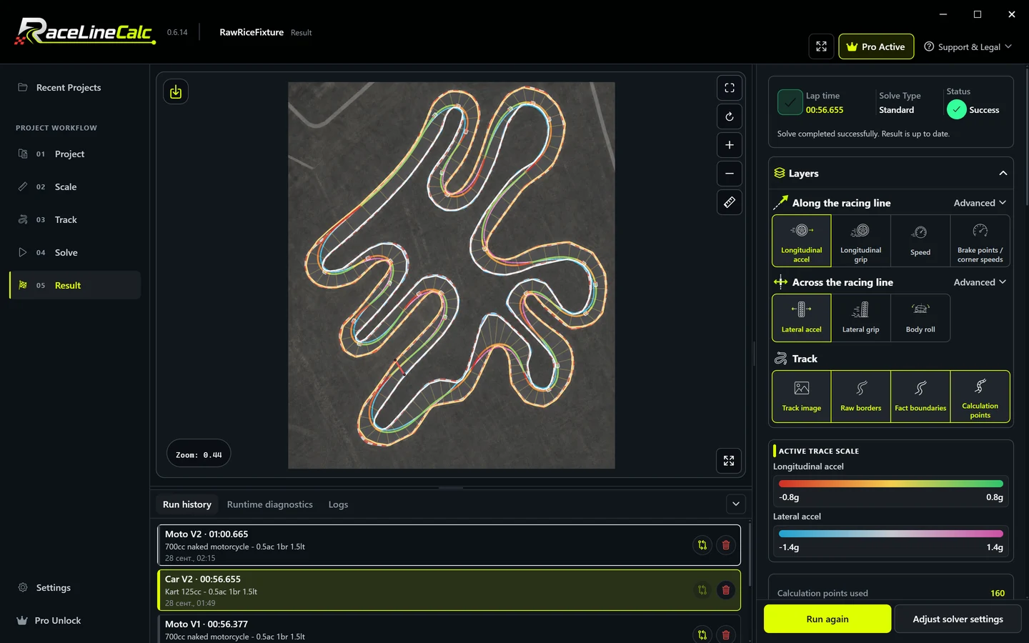 Racing line and lap time — RaceLineCalc