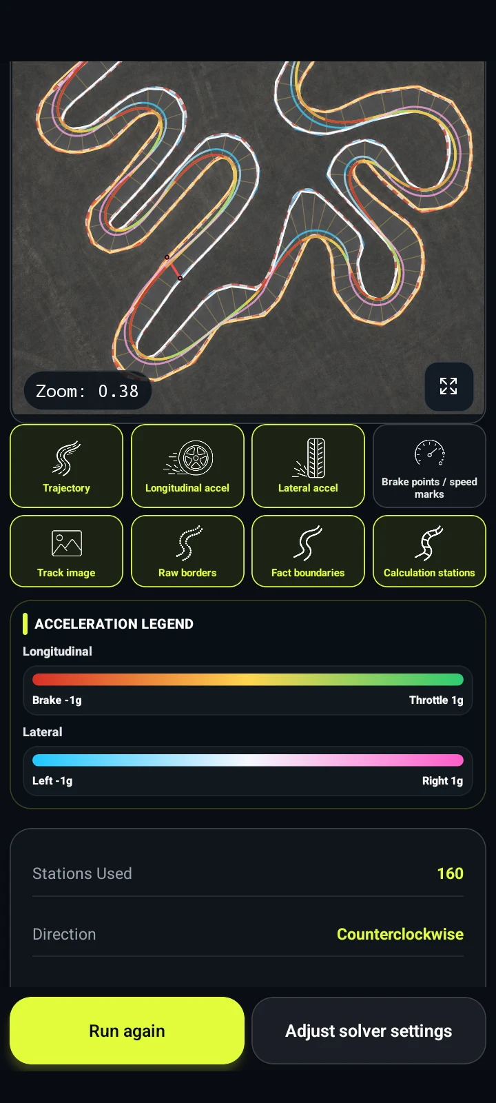 Acceleration overlays - RaceLineCalc